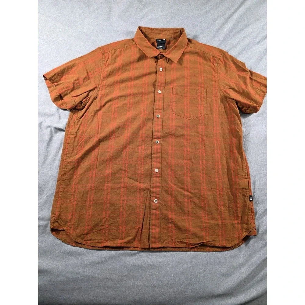 The North Face Hammetts II S/S Button Up Shirt Burnt Red Orange Plaid XL